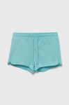 Дитячі бавовняні шорти United Colors of Benetton колір бірюзовий однотонні регульована талія (3279860)