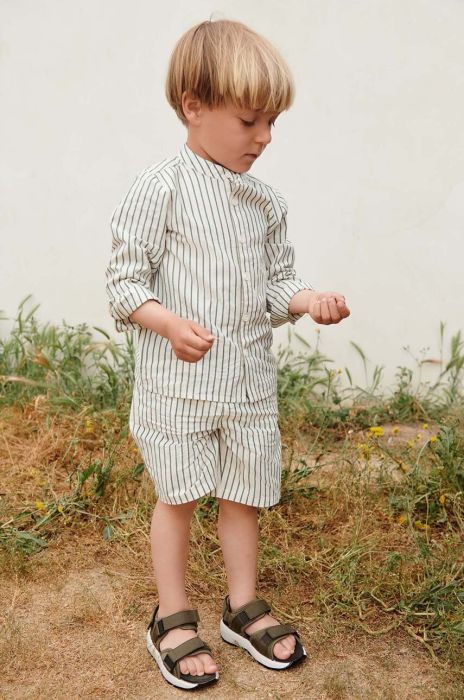 Дитячі бавовняні шорти Liewood Monori колір зелений візерунок регульована талія Дитячі бавовняні шорти Liewood Monori колір зелений візерунок регульована талія