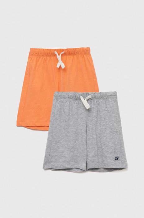 Дитячі бавовняні шорти zippy колір помаранчевий однотонні регульована талія