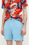 Лляні шорти Superdry колір блакитний