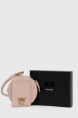 Шкіряний чохол на банківські карти Pinko колір рожевий