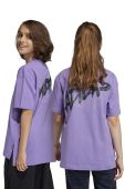 Дитяча бавовняна футболка adidas колір фіолетовий з принтом Дитяча бавовняна футболка adidas колір фіолетовий з принтом