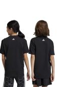 Дитяча бавовняна футболка adidas U LIN колір чорний з принтом