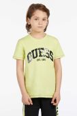 Дитяча футболка Guess колір зелений меланж
