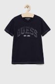 Дитяча футболка Guess колір синій меланж (2883309) Дитяча футболка Guess колір синій меланж (2883309)
