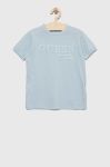 Дитяча бавовняна футболка Guess з аплікацією колір блакитний (2898226) Дитяча бавовняна футболка Guess з аплікацією колір блакитний (2898226)