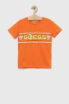 Дитяча бавовняна футболка Guess колір помаранчевий з принтом (3015493) Дитяча бавовняна футболка Guess колір помаранчевий з принтом (3015493)