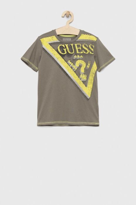 Дитяча бавовняна футболка Guess колір зелений з принтом (2937614) Дитяча бавовняна футболка Guess колір зелений з принтом (2937614)