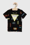 Дитяча бавовняна футболка Guess колір чорний з принтом (2857119) Дитяча бавовняна футболка Guess колір чорний з принтом (2857119)
