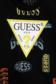 Дитяча бавовняна футболка Guess колір чорний з принтом (2857119)