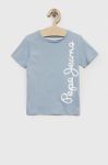 Дитяча бавовняна футболка Pepe Jeans з принтом колір блакитний (3075358) Дитяча бавовняна футболка Pepe Jeans з принтом колір блакитний (3075358)