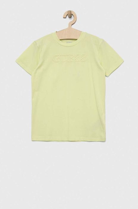 Дитяча футболка Guess колір зелений з аплікацією Дитяча футболка Guess колір зелений з аплікацією