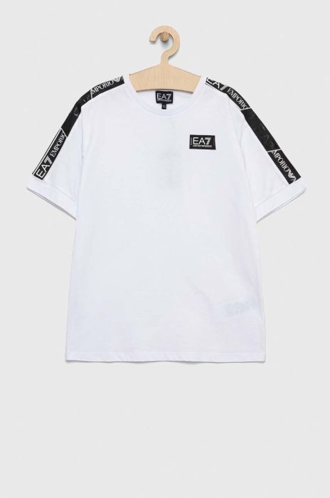 Дитяча бавовняна футболка EA7 Emporio Armani колір білий з принтом (2932231)