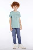 Дитяча футболка Guess колір бірюзовий з принтом