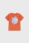 Бавовняна футболка для немовлят Mayoral колір помаранчевий з принтом