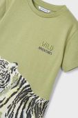Дитяча бавовняна футболка Mayoral колір зелений з принтом (2932313)