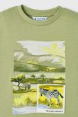 Дитяча бавовняна футболка Mayoral колір зелений з принтом (2936771)