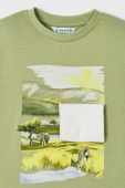 Дитяча бавовняна футболка Mayoral колір зелений з принтом (2936771)