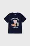 Дитяча бавовняна футболка Mayoral колір синій з принтом (2932455) Дитяча бавовняна футболка Mayoral колір синій з принтом (2932455)