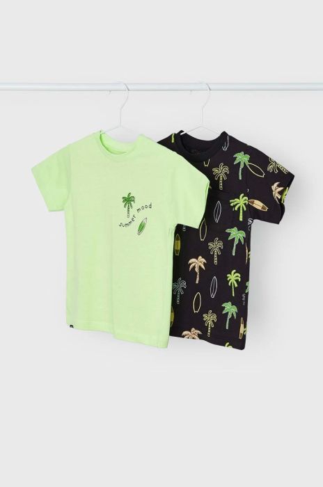 Дитяча бавовняна футболка Mayoral колір зелений візерунок (2940483)