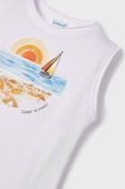 Дитячий бавовняний топ Mayoral колір білий з принтом Дитячий бавовняний топ Mayoral колір білий з принтом