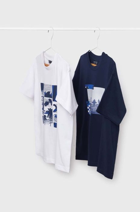 Дитяча бавовняна футболка Mayoral колір бірюзовий з принтом Дитяча бавовняна футболка Mayoral колір бірюзовий з принтом