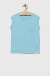 Дитячий топ United Colors of Benetton однотонний колір блакитний Дитячий топ United Colors of Benetton однотонний колір блакитний