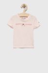 Дитяча бавовняна футболка Tommy Hilfiger колір рожевий з принтом Дитяча бавовняна футболка Tommy Hilfiger колір рожевий з принтом