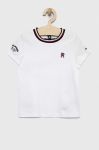 Дитяча бавовняна футболка Tommy Hilfiger колір білий з аплікацією