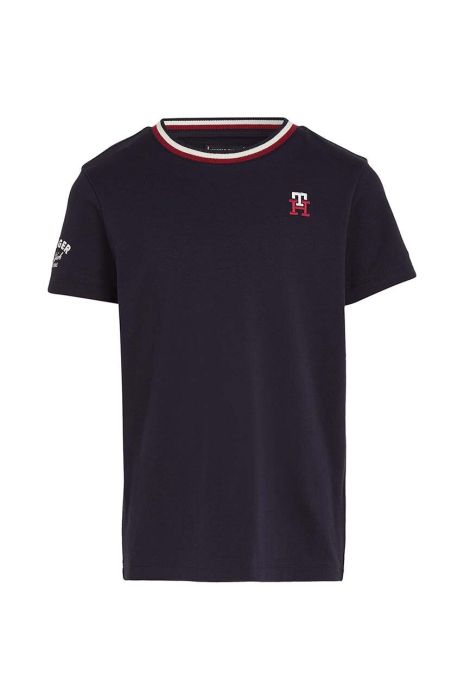 Дитяча бавовняна футболка Tommy Hilfiger колір синій з аплікацією (3004872) Дитяча бавовняна футболка Tommy Hilfiger колір синій з аплікацією (3004872)
