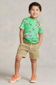 Дитяча бавовняна футболка Polo Ralph Lauren колір зелений візерунок (3015549)