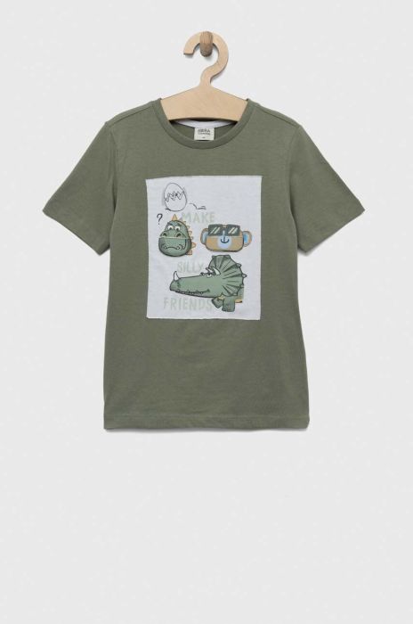 Дитяча бавовняна футболка Birba&Trybeyond колір зелений з аплікацією Дитяча бавовняна футболка Birba&Trybeyond колір зелений з аплікацією