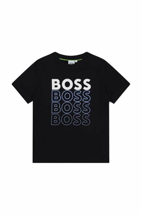 Дитяча бавовняна футболка BOSS колір синій з принтом Дитяча бавовняна футболка BOSS колір синій з принтом