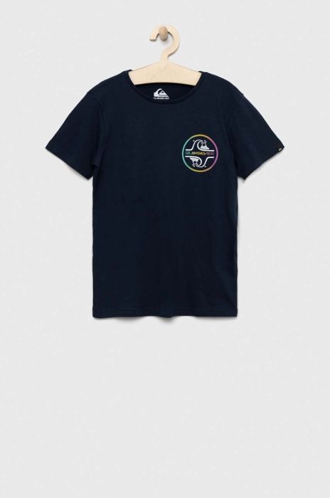 Дитяча бавовняна футболка Quiksilver колір синій візерунок Дитяча бавовняна футболка Quiksilver колір синій візерунок