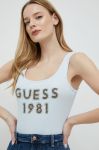Бавовняний топ Guess колір блакитний (2911852)