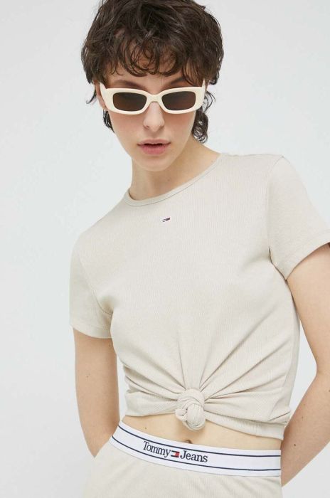 Футболка Tommy Jeans жіночий колір бежевий (2982960)