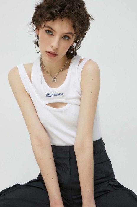 Топ Karl Lagerfeld Jeans жіночий колір білий (3079082) Топ Karl Lagerfeld Jeans жіночий колір білий (3079082)