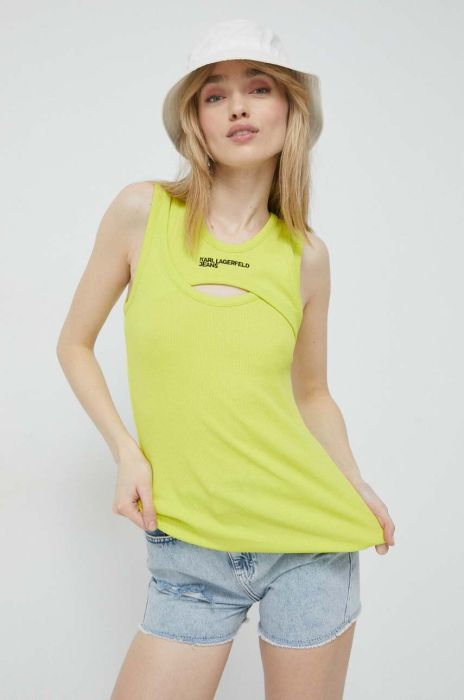 Топ Karl Lagerfeld Jeans жіночий колір зелений Топ Karl Lagerfeld Jeans жіночий колір зелений