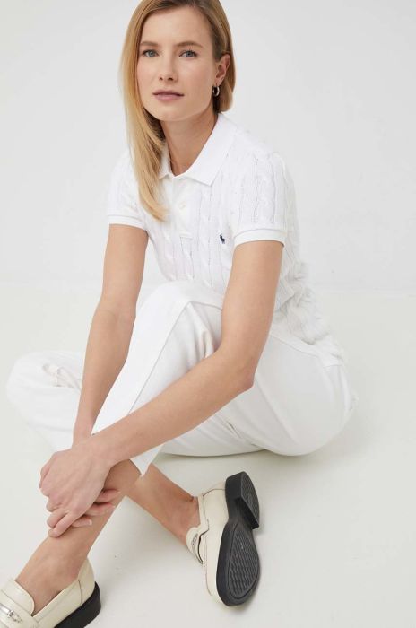 Бавовняне поло Polo Ralph Lauren колір білий