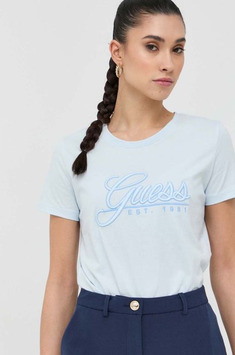 Бавовняна футболка Guess колір блакитний (3020540) Бавовняна футболка Guess колір блакитний (3020540)