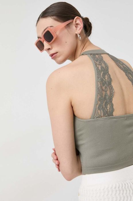 Топ Guess жіночий колір зелений оголена спина Топ Guess жіночий колір зелений оголена спина