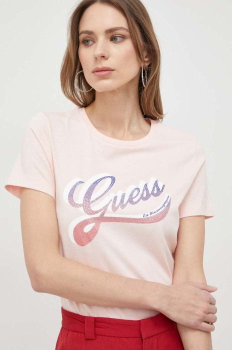 Бавовняна футболка Guess колір рожевий (3020700) Бавовняна футболка Guess колір рожевий (3020700)