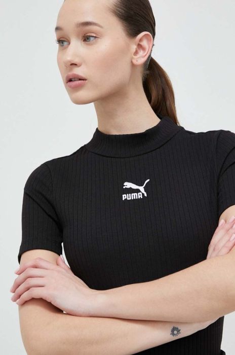Боді Puma CLASSICS жіночі колір чорний півгольф 539003-01 Боді Puma CLASSICS жіночі колір чорний півгольф 539003-01