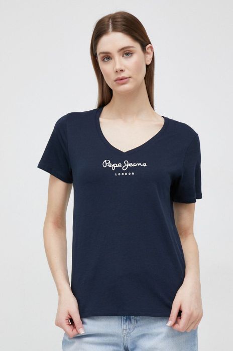 Бавовняна футболка Pepe Jeans Wendy V Neck колір синій Бавовняна футболка Pepe Jeans Wendy V Neck колір синій