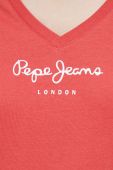Бавовняна футболка Pepe Jeans Wendy V Neck колір червоний