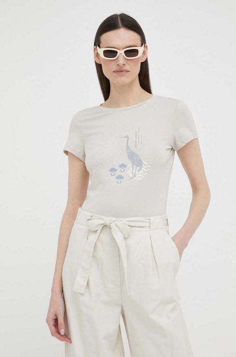 Бавовняна футболка Mustang колір бежевий (3186060) Бавовняна футболка Mustang колір бежевий (3186060)