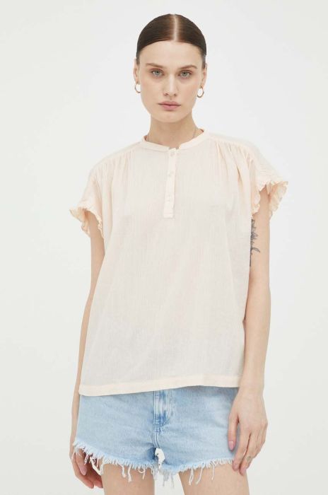 Бавовняна блузка Mustang жіноча колір рожевий однотонна