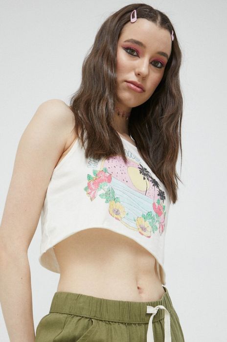 Бавовняний топ Billabong колір бежевий Бавовняний топ Billabong колір бежевий