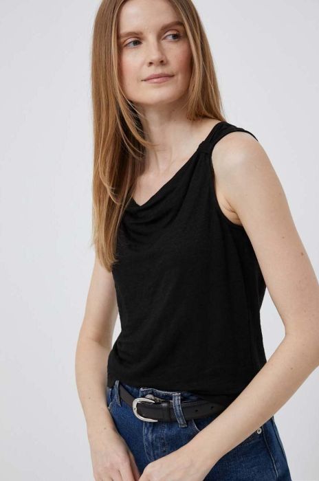 Льняний топ Pennyblack Rullante колір чорний Льняний топ Pennyblack Rullante колір чорний