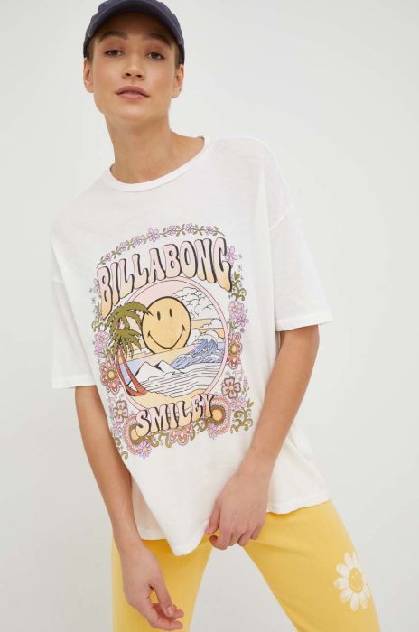 Бавовняна футболка Billabong X SMILEY колір білий Бавовняна футболка Billabong X SMILEY колір білий